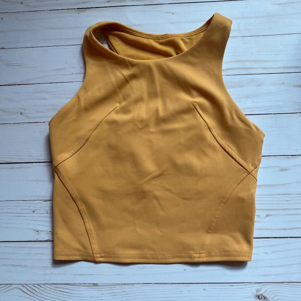 Lululemon Orange Wunder Train Racerback Cropped Tank Top Women's Yoga Pilates